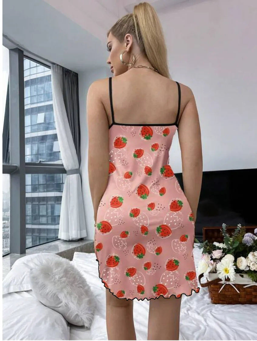 Bella Aardbei Print Flirterige Nachtjurk