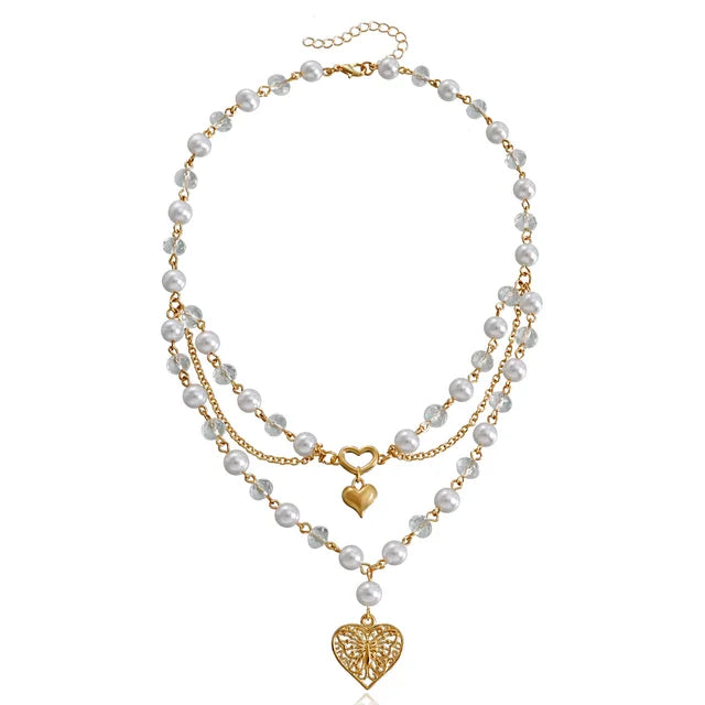 Aurora Love Butterfly Kruis Halsketting met Parelkwastjes