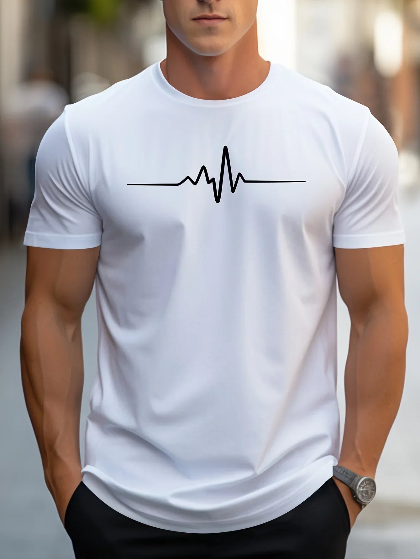 Antonio | T-Shirt schlank passend bei modernem grafischem Druck