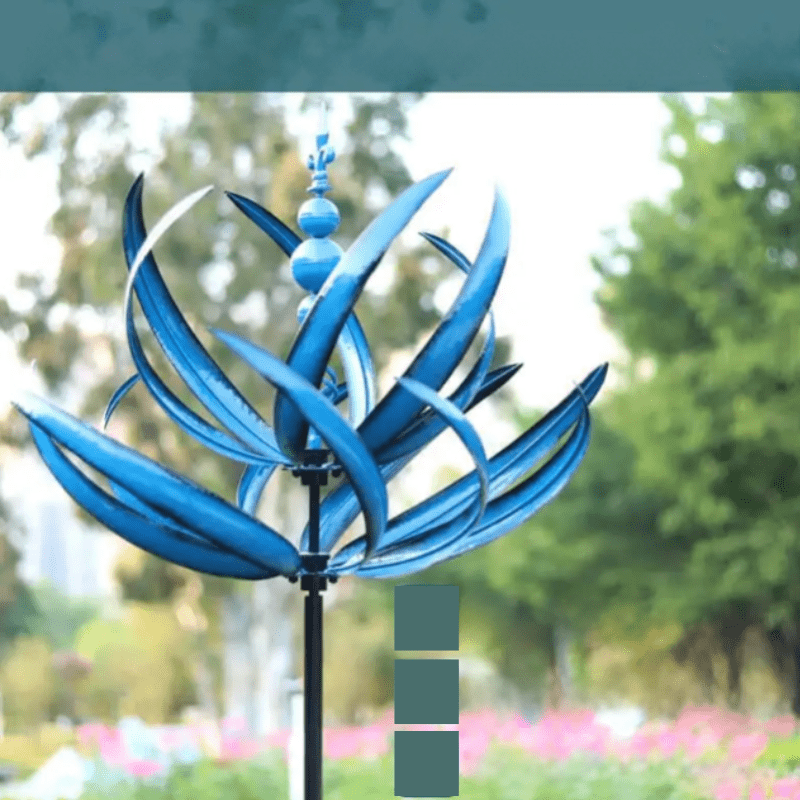 Artistic Metal Garden Sculpture with Wind-Powered Movement