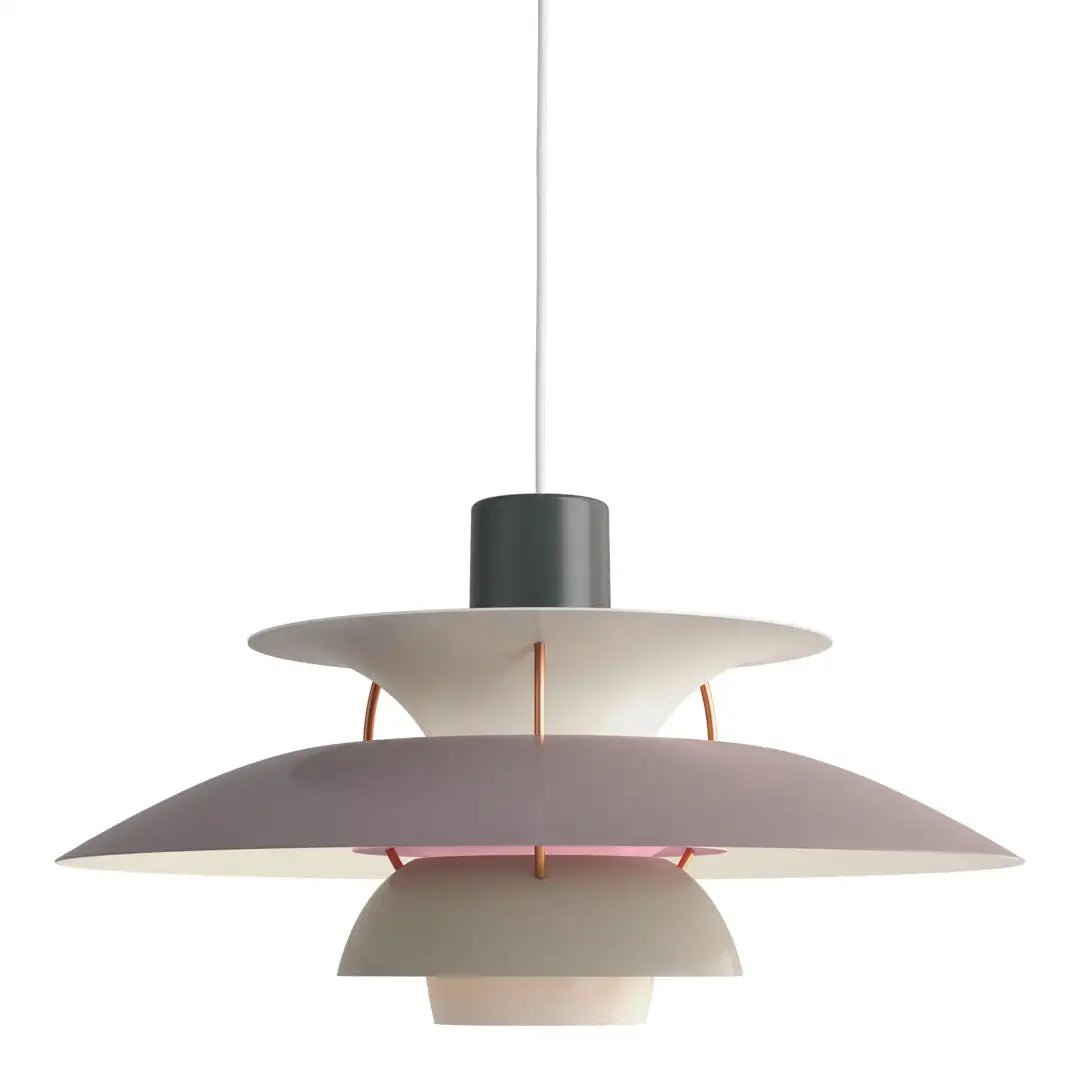 Aurora Luxe Plafondlamp met een uniek gelaagd ontwerp in grijze en neutrale tinten, perfect voor moderne interieurs en voorzien van energiezuinige verlichtingstechnologie.