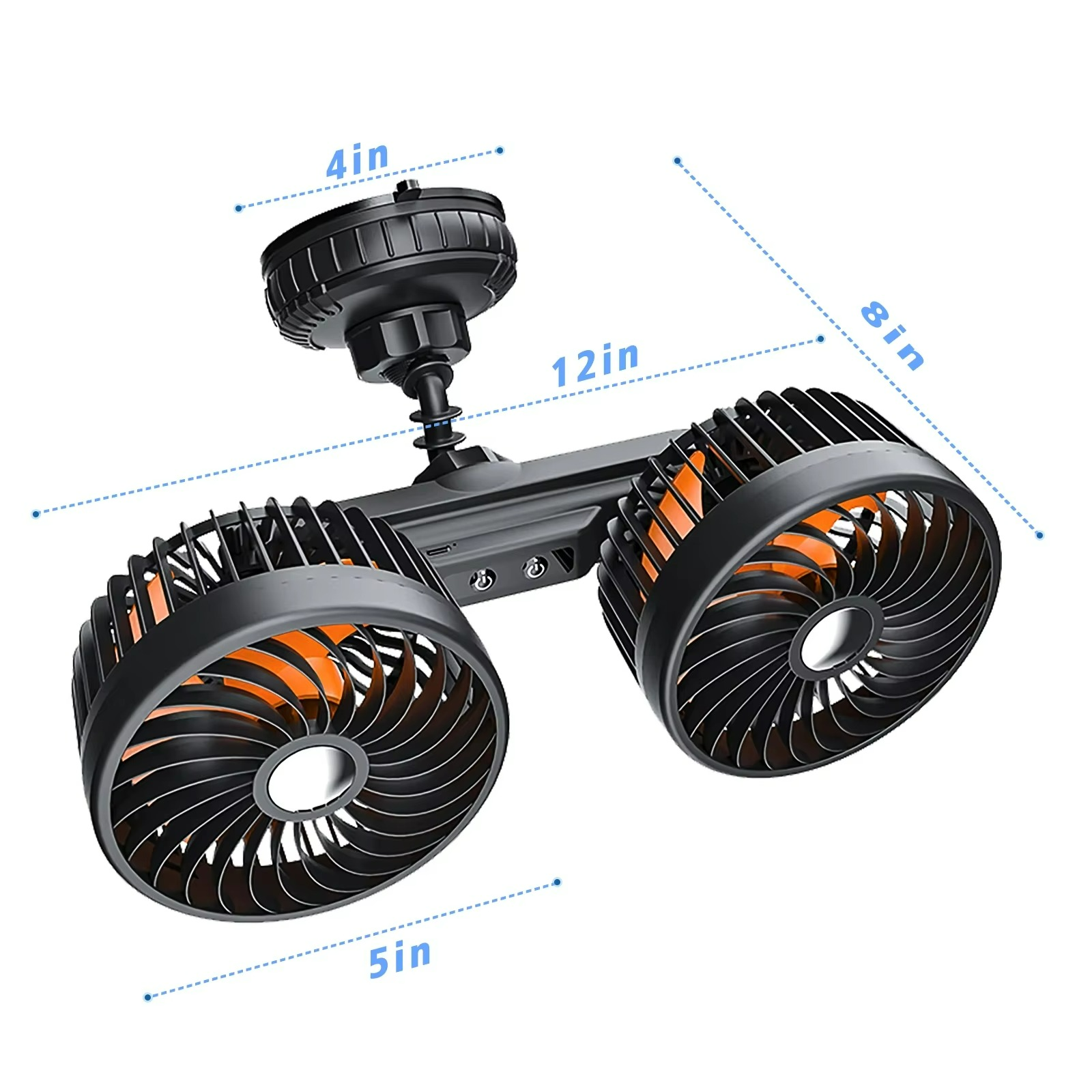 Autokoelventilator met dubbele koppen en sterke zuignap