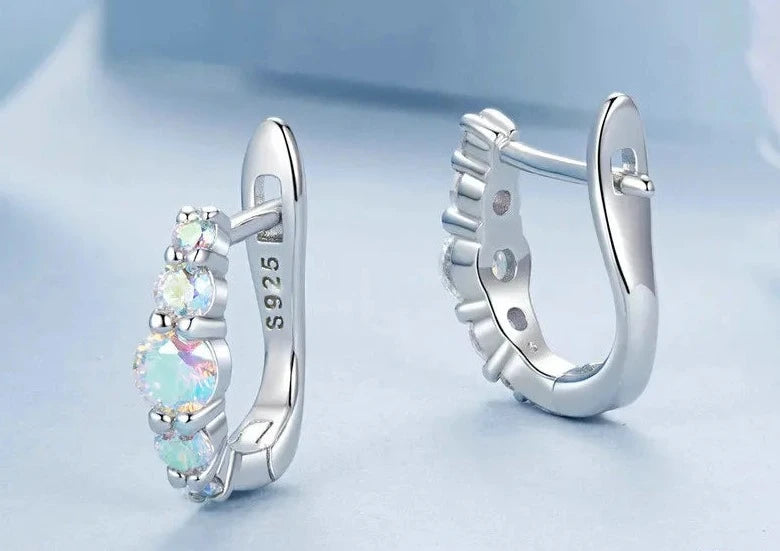 Dreamy Rainbow Zircon Ear Buckles of Sparkling Beauty