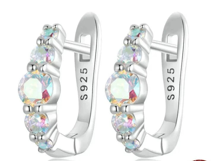 Dreamy Rainbow Zircon Ear Buckles of Sparkling Beauty