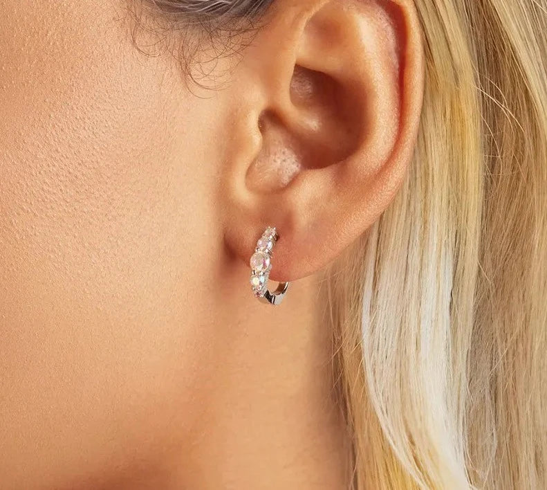 Dreamy Rainbow Zircon Ear Buckles of Sparkling Beauty