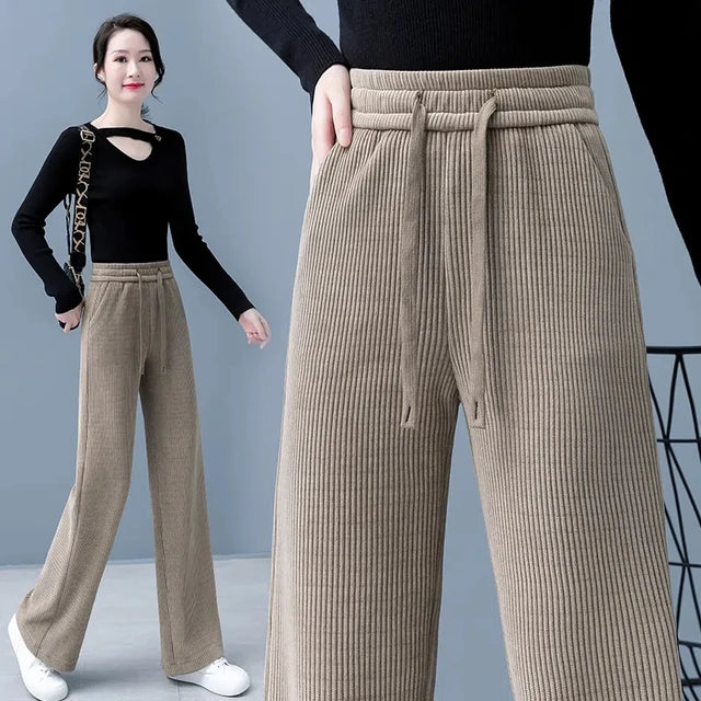 ModeMeester Pantaloni Larghi Base con Lacci