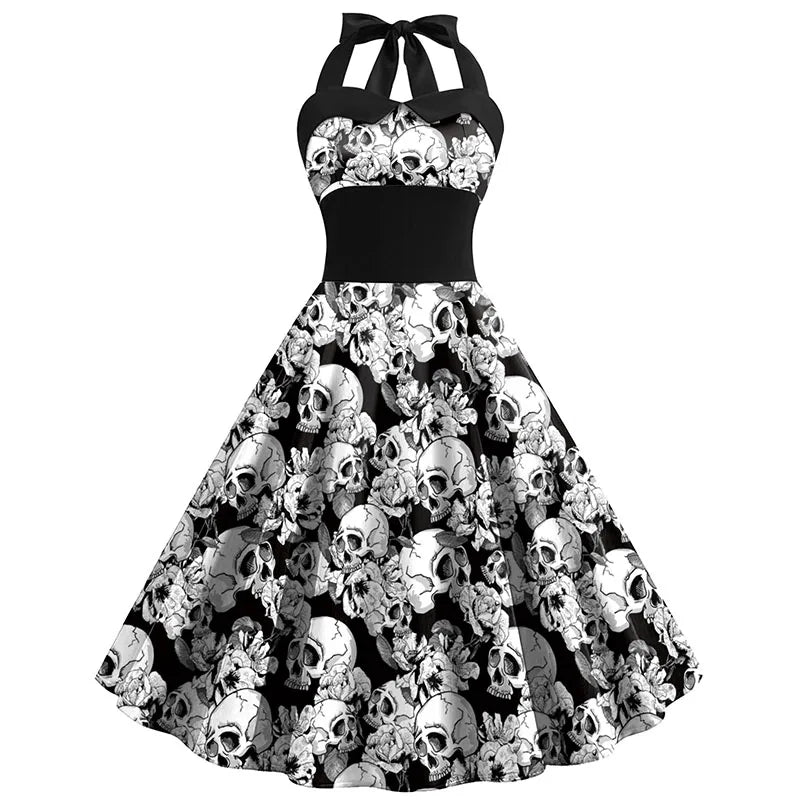 Bettina | Midi -jurk met schedelprinting
