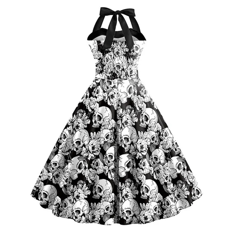 Bettina | Midi -jurk met schedelprinting