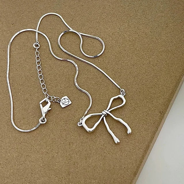 Sterling Zilveren Ketting met Strik - Eenvoudige Verloving