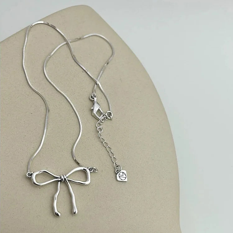 Sterling Zilveren Ketting met Strik - Eenvoudige Verloving