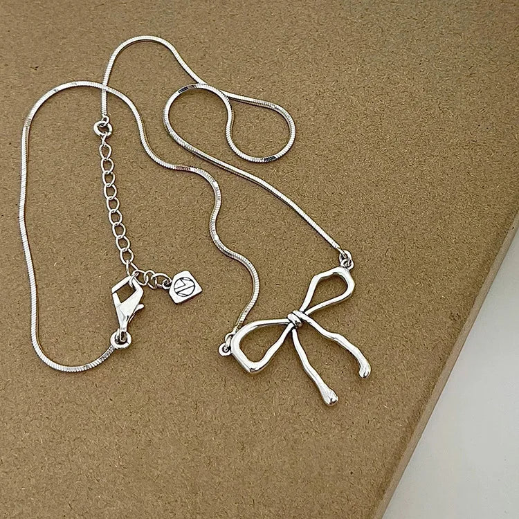 Sterling Zilveren Ketting met Strik - Eenvoudige Verloving