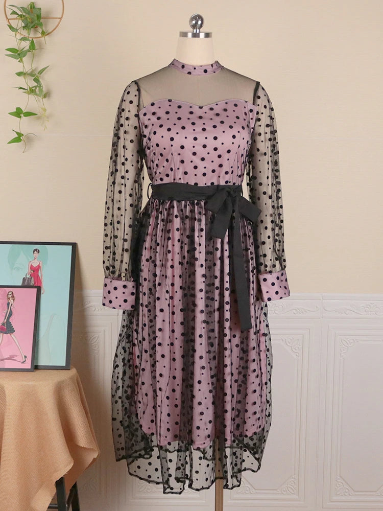 Mode Majesty Large Size Princess Dress with See Through Design