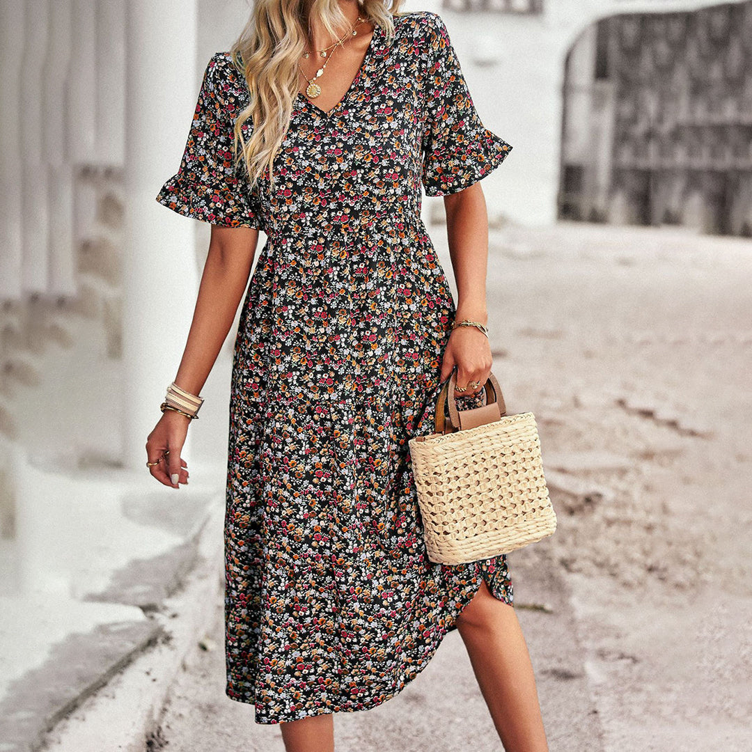 Lily's Bloemrijke Midi-jurk voor Zomerse Fashion