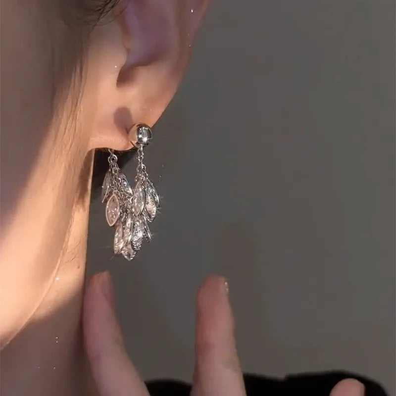 Luxe Leaf Chain Tassel Earrings