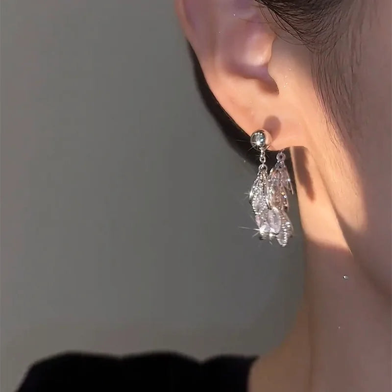 Luxe Leaf Chain Tassel Earrings