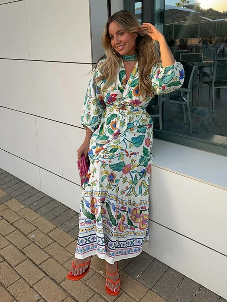 Zomergloed Bloemenprint Maxi Jurk