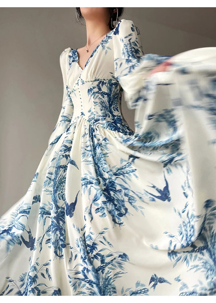 Bloemenjurk Met Lantaarnmouwen van ElegantChic
