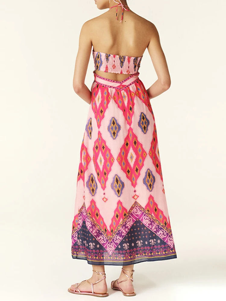 Vestito a collo halter floreale Gleeter Glamour