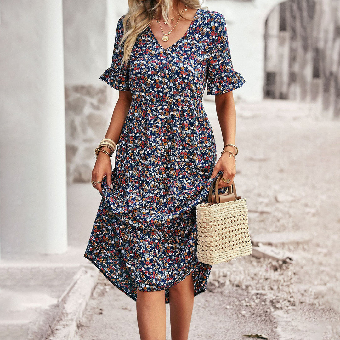 Lily's Bloemrijke Midi-jurk voor Zomerse Fashion