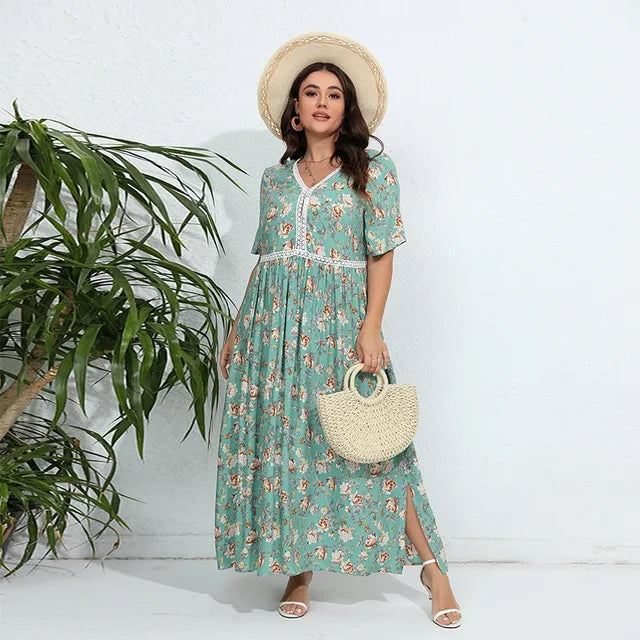 Boho Chic Zonsondergang Jurk Plus Maat