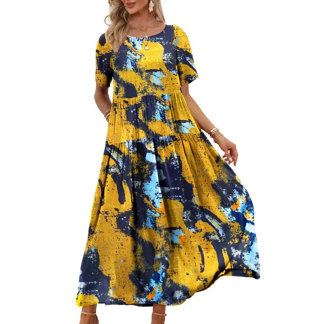 Stijlvolle Boho Losse Jurk met Zakken