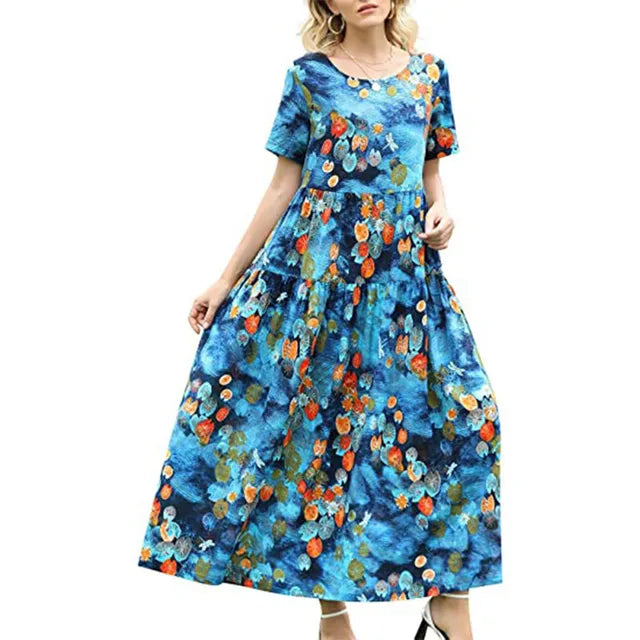 Stijlvolle Boho Losse Jurk met Zakken