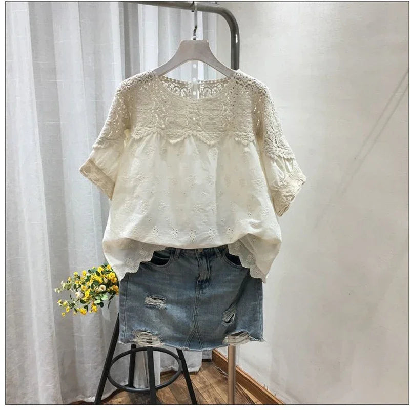 Zomerse Losse Korte Mouw Shirt voor Vrouwen