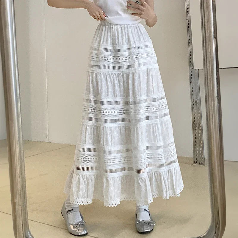 Sparkling Sun Embroidered Eyelet Maxi Skirt