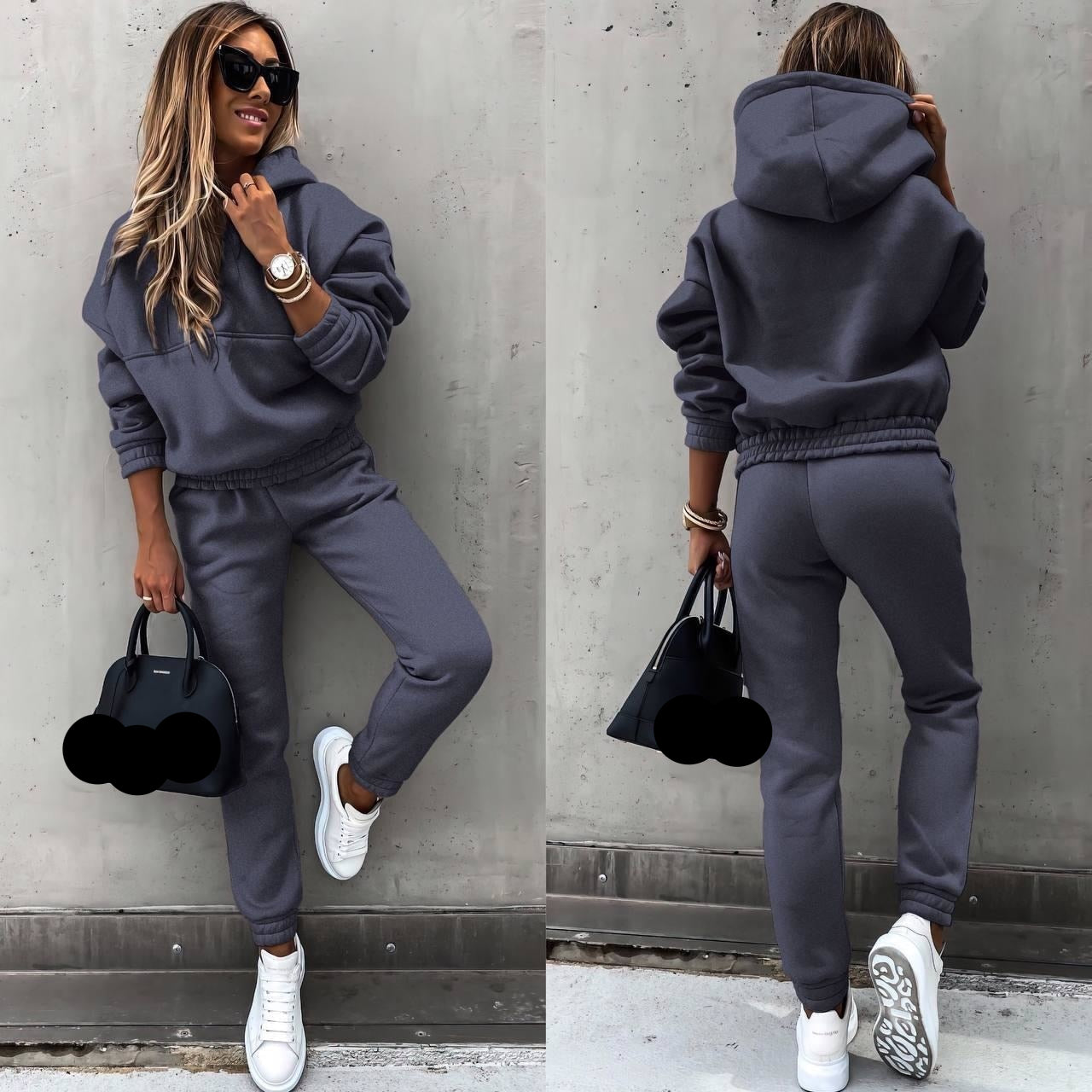 BoreBoreza Joggingset (Trendy) Deze trendy en comfortabele joggingset in het wit is de perfecte keuze voor een casual en modieuze look. Het relaxte ontwerp met een comfortabele hoodie en zachte stof zorgt voorza| Joggingset Een trendy en comfortabele joggingset in een stijlvolle donkergrijze kleur. De oversized hoodie en aansluitende joggingbroek bieden een perfecte combinatie van mode en gemak. Ideaal voor casual dagen, reizen of loungen in stijl. Maak je look compleet met sneakers en een chique handtas.