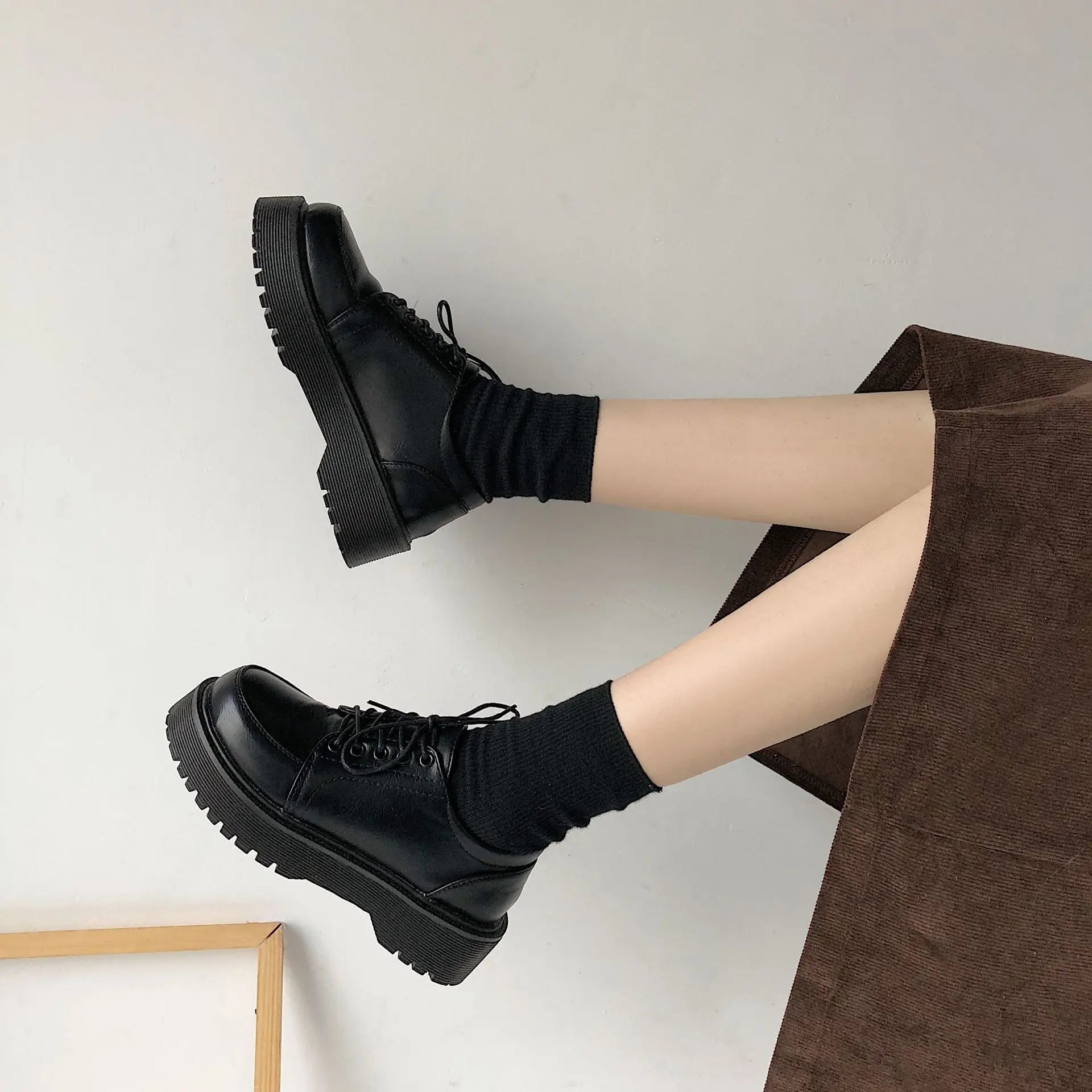 Eleganza Vintage Bruine Platform Oxford Loafers