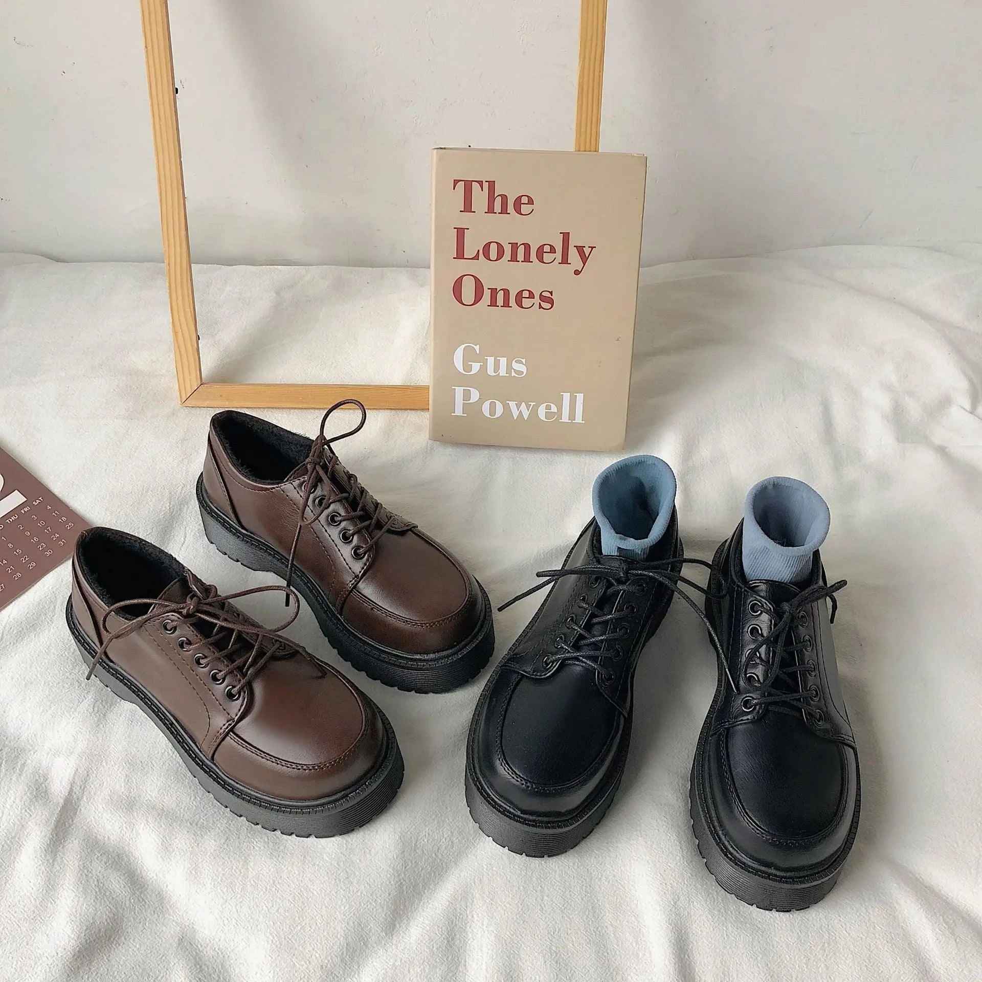 Eleganza Vintage Bruine Platform Oxford Loafers