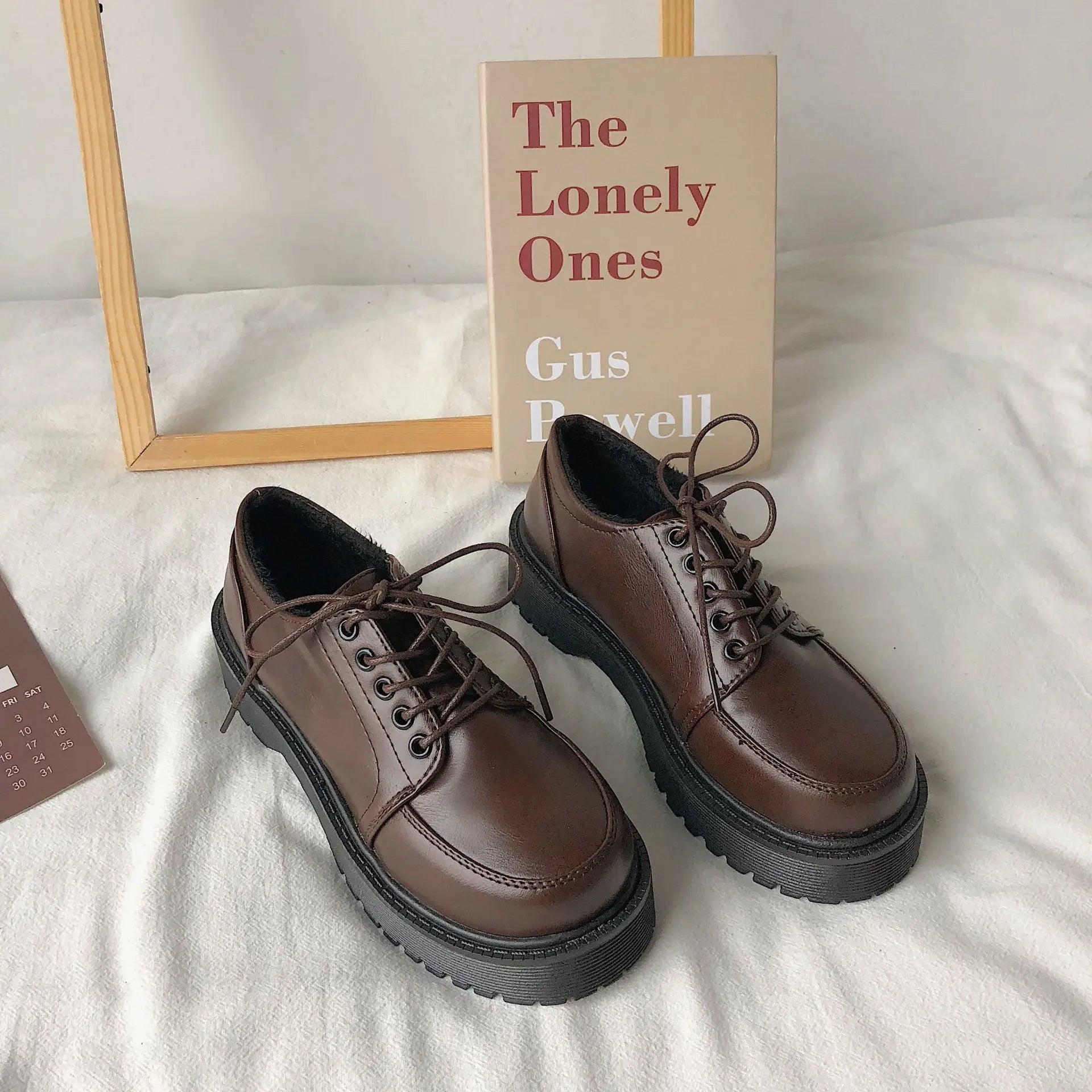 Eleganza Vintage Bruine Platform Oxford Loafers