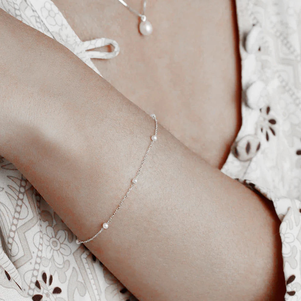 ParelPracht Bracciale Impilato di Perle d'Argento