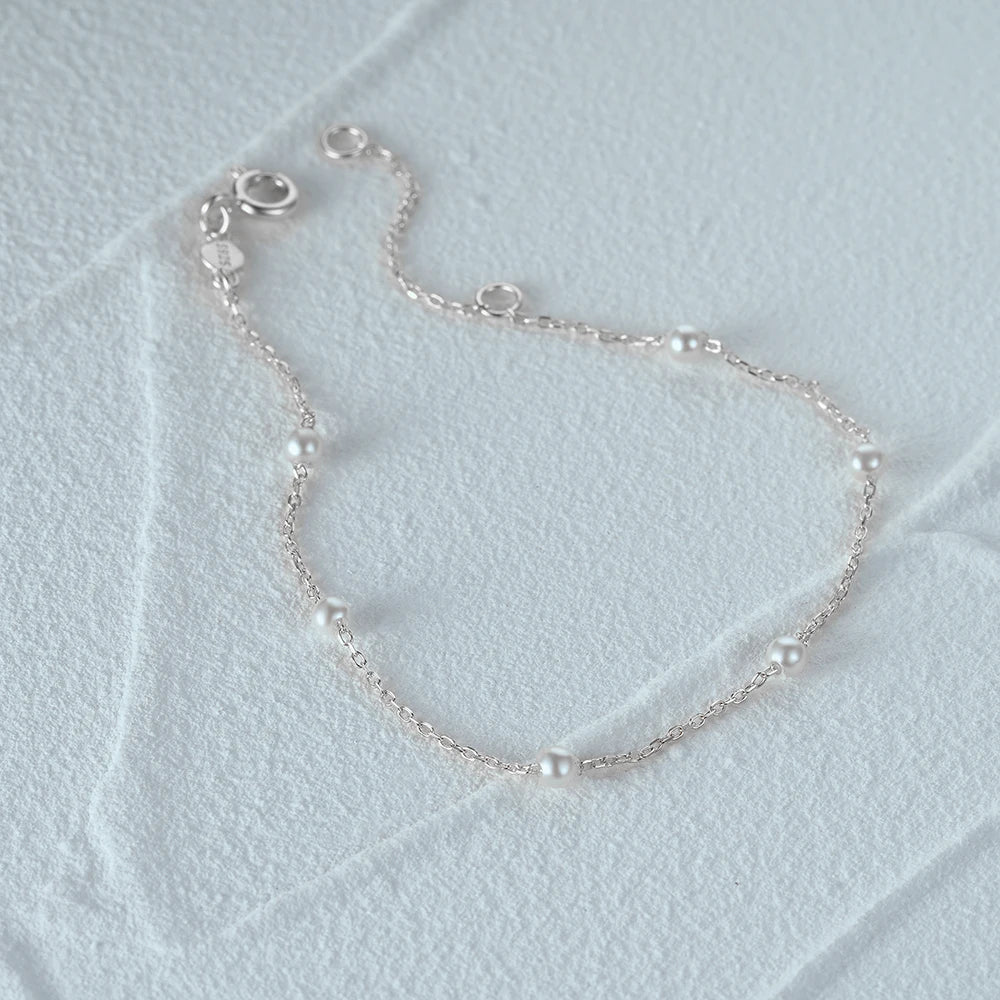 ParelPracht Bracciale Impilato di Perle d'Argento