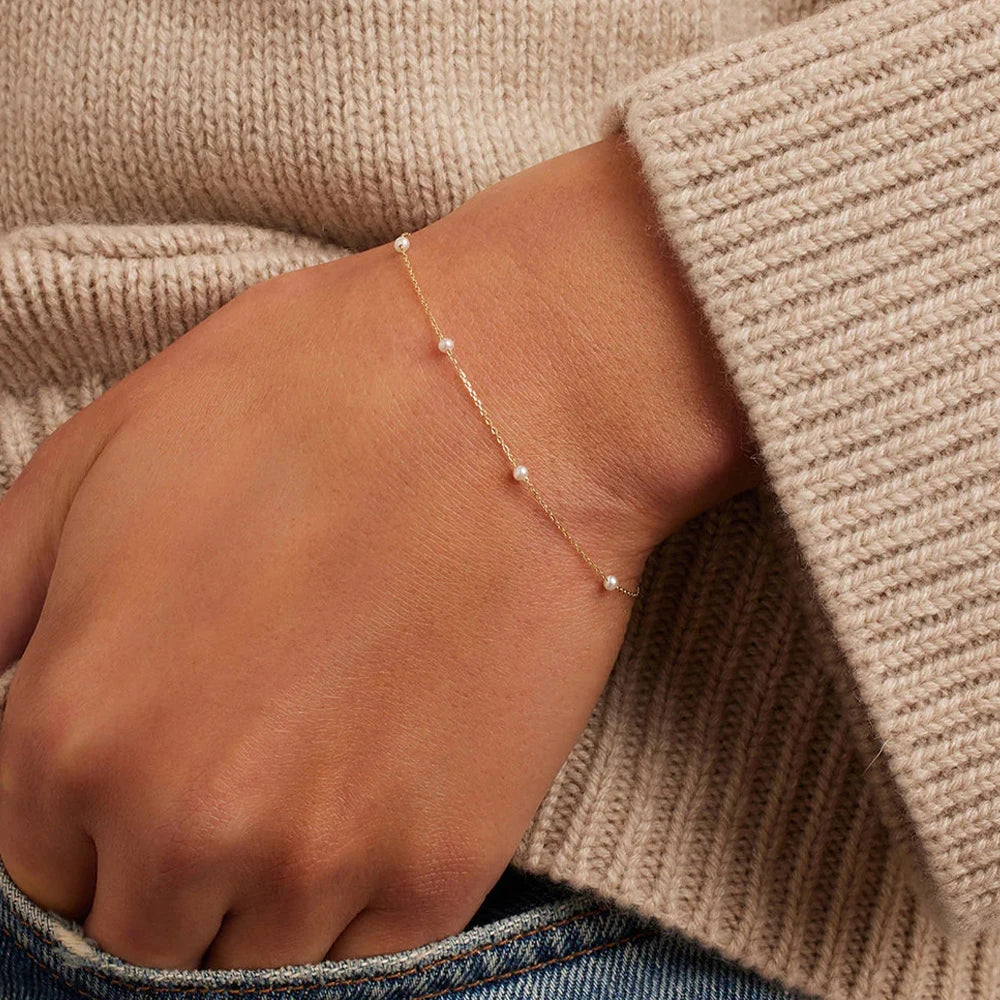 ParelPracht Bracciale Impilato di Perle d'Argento