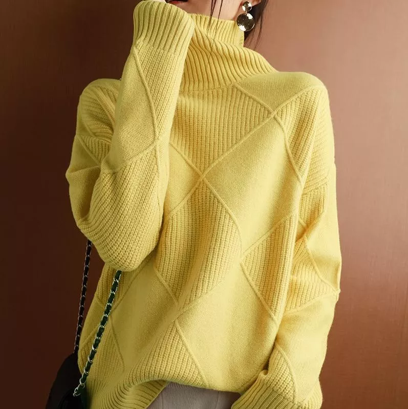 VeraLux Maglione Cardigan a Collo Alto – Maglione Lavorato a Maglia Elegante e Confortevole