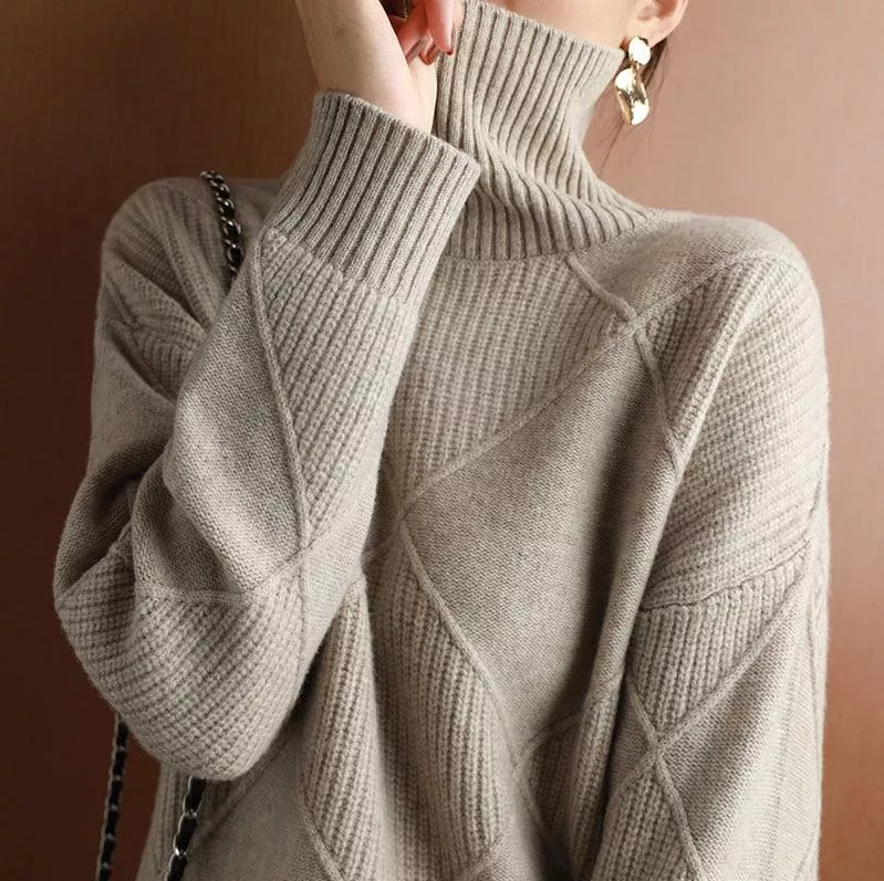 VeraLux Loose Turtleneck Cardigan – Stylish and Comfortable Knitted Sweater