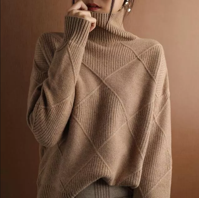 VeraLux Maglione Cardigan a Collo Alto – Maglione Lavorato a Maglia Elegante e Confortevole