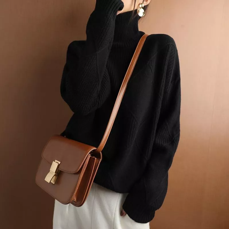 VeraLux Maglione Cardigan a Collo Alto – Maglione Lavorato a Maglia Elegante e Confortevole