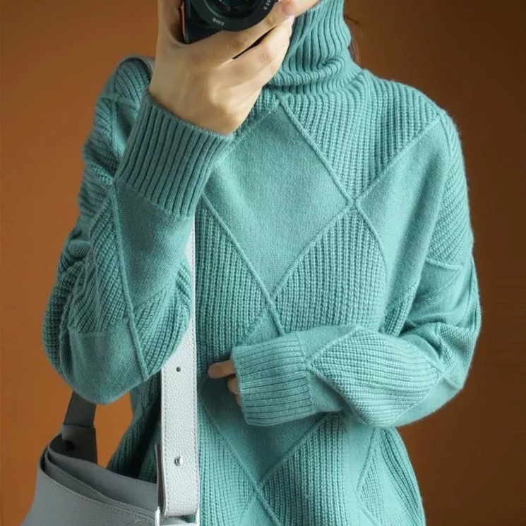 VeraLux Maglione Cardigan a Collo Alto – Maglione Lavorato a Maglia Elegante e Confortevole