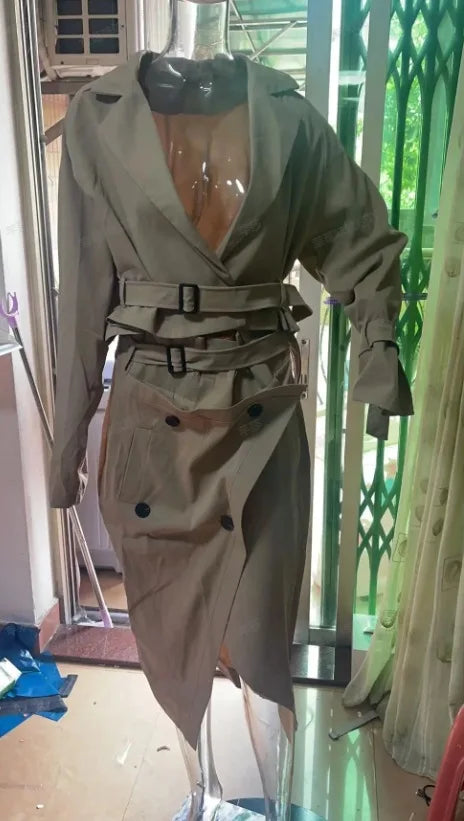 LuxeLade Elegante Knoopriem Jurk Set met Splitrok