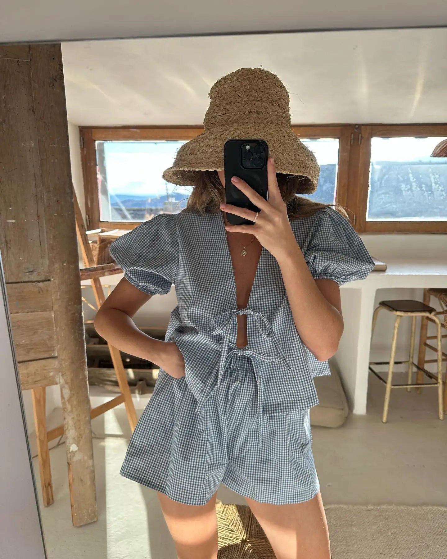 ModaLuxe Summer Checkered Outfit