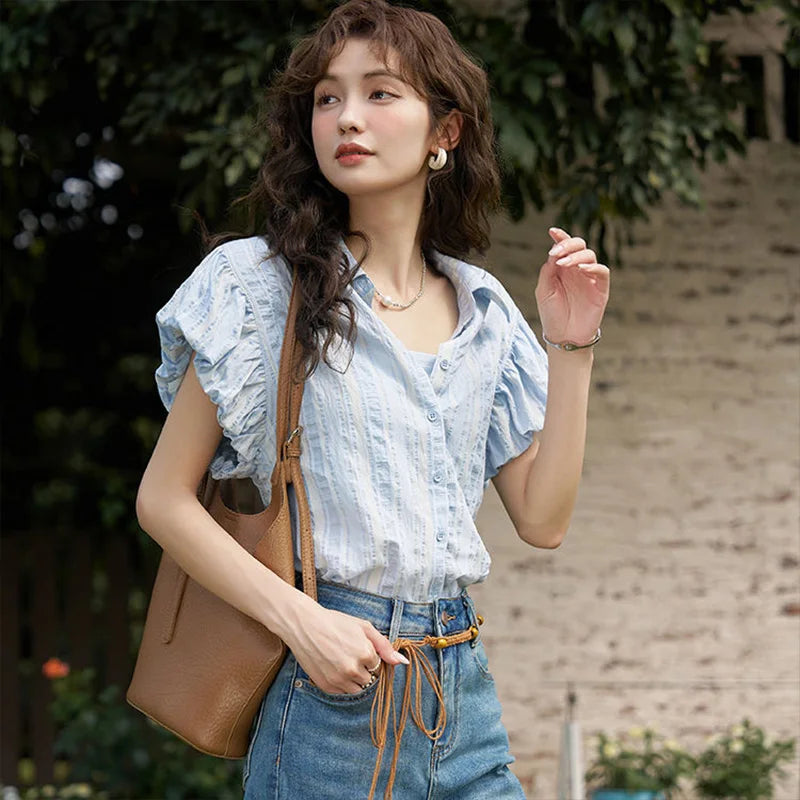 Camicetta da donna con maniche corte Summer Elegance di LuxeLevens