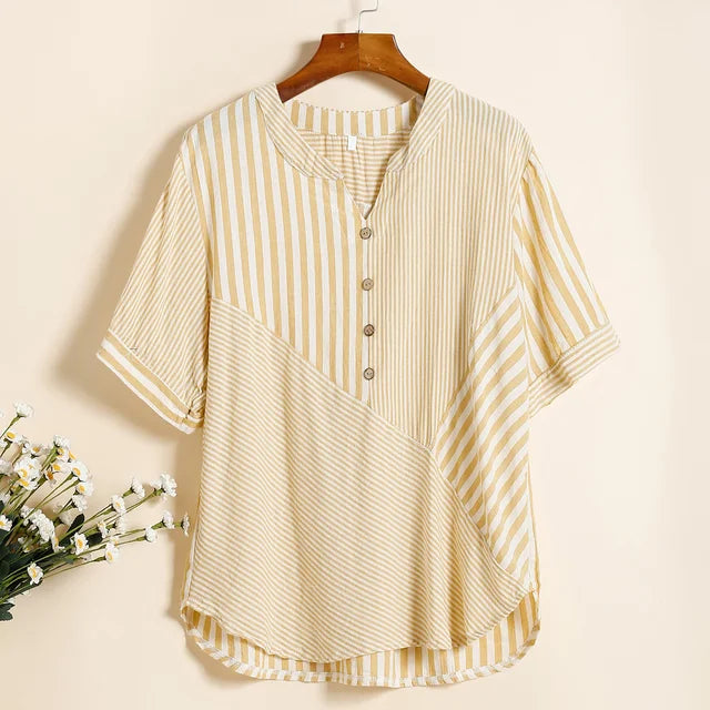 Zomer Donne Maglietta a righe con scollo a V