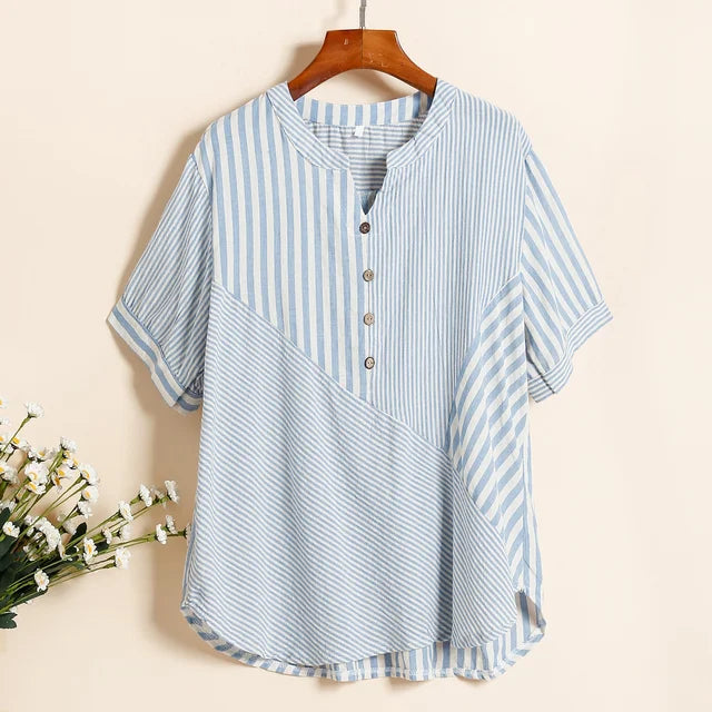 Zomer Donne Maglietta a righe con scollo a V