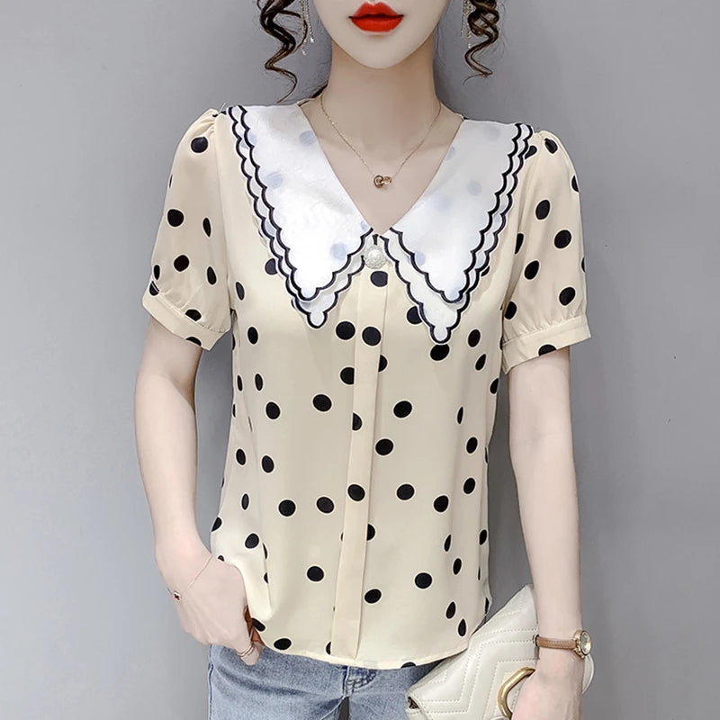 Incantevoli Bluse Estive in Chiffon di Stile Sudcoreano e Francese!