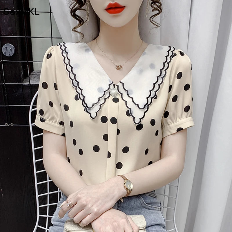 Incantevoli Bluse Estive in Chiffon di Stile Sudcoreano e Francese!