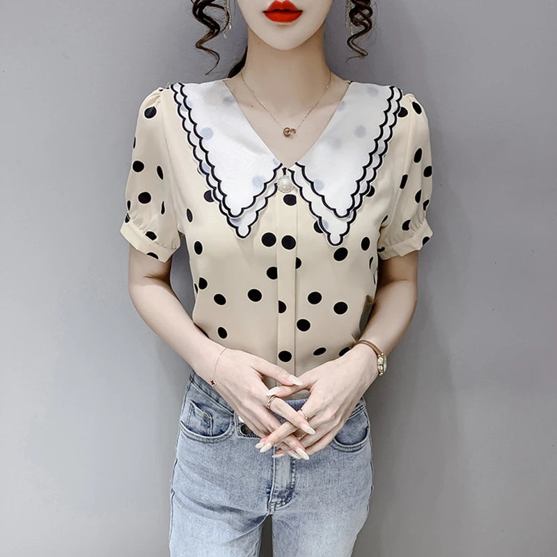 Incantevoli Bluse Estive in Chiffon di Stile Sudcoreano e Francese!