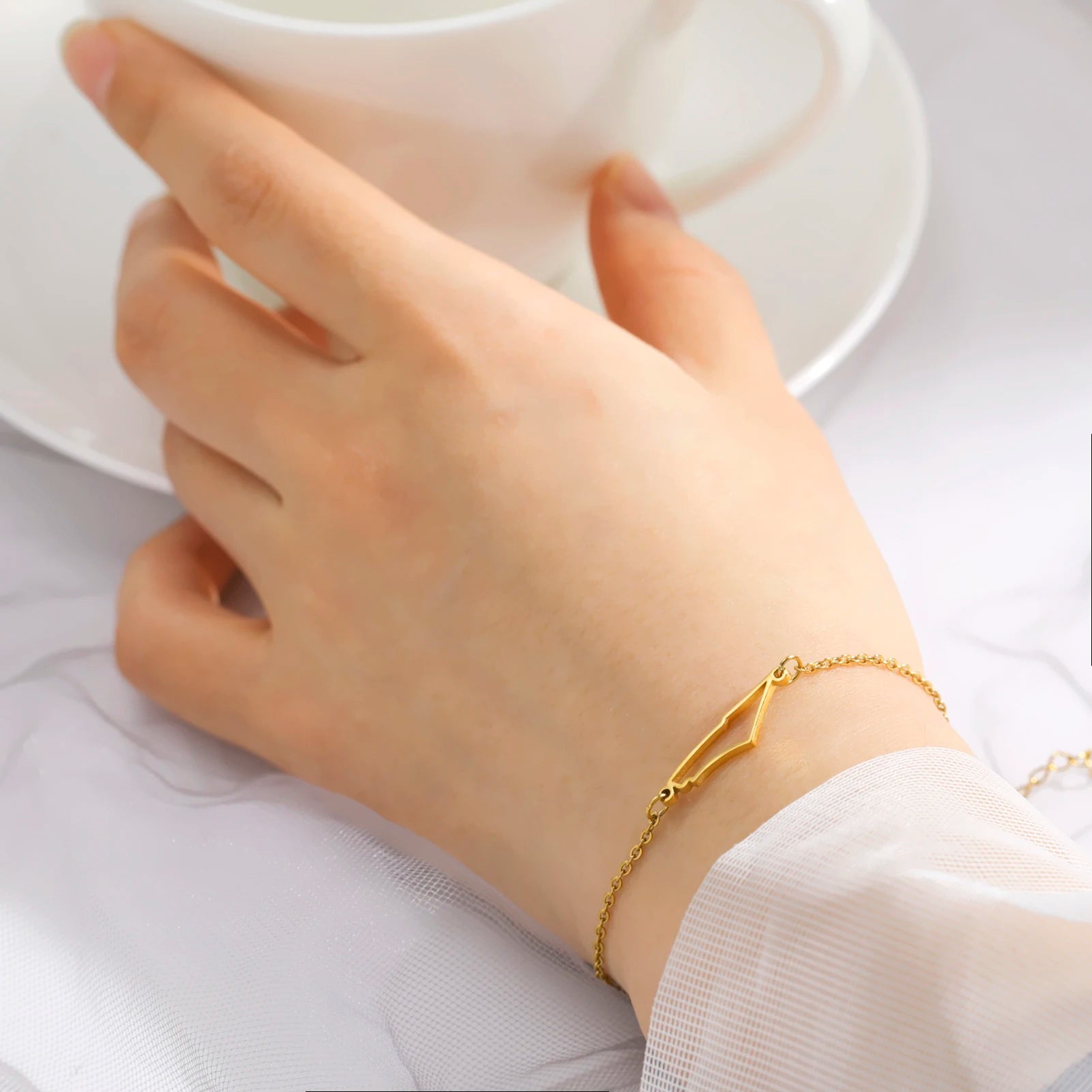 Bellezza Mondiale Braccialetti Charm in Acciaio Inossidabile Dorato