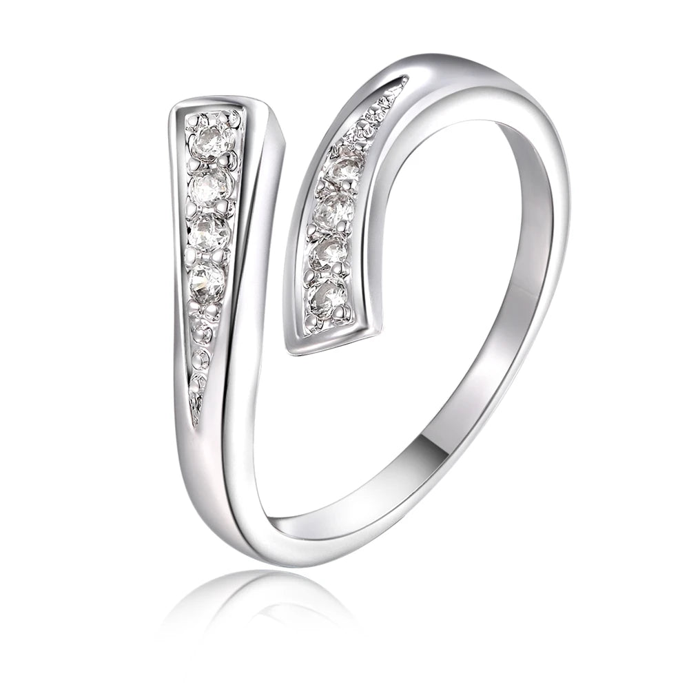 Incantevole Anello Aperto in Cristallo Argento Sterling 925